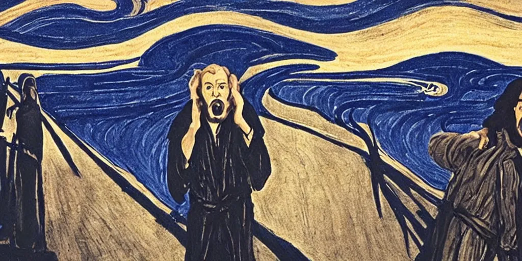 Prompt: john snow in the the scream painting