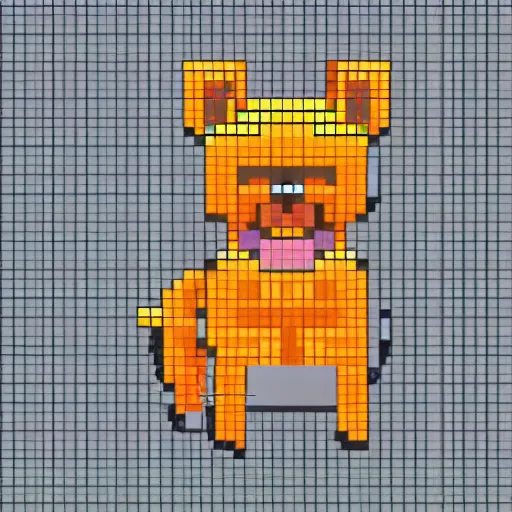 Image similar to a shiba inu wearing an orange hoodie, pixel art