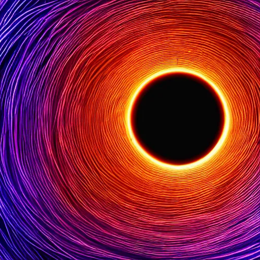 Image similar to photography of a black hole with spaghetti noodles on a dinner plate, spaghetti noodles disc, gravitational lens, 8 k resolution