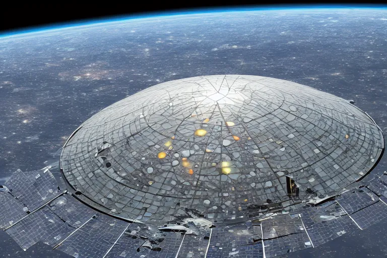 Image similar to satellite photo of a futuristic interplanetary dome, 4k, 8k, ultra realistic, detailed