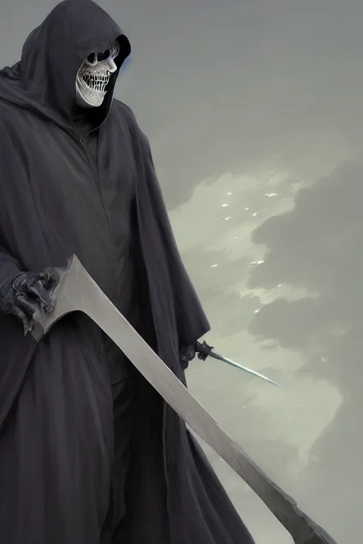 Prompt: Boris Johnson as Grim Reaper in a hood with a scythe, highly detailed, visible face, digital painting, artstation, concept art, smooth, sharp focus, illustration, cinematic lighting, art by artgerm and greg rutkowski and alphonse mucha