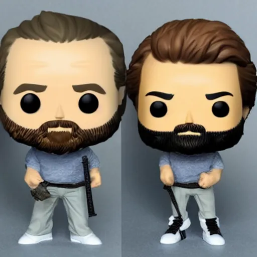 Image similar to zach galifianakis funko pop with short hair and gray beard