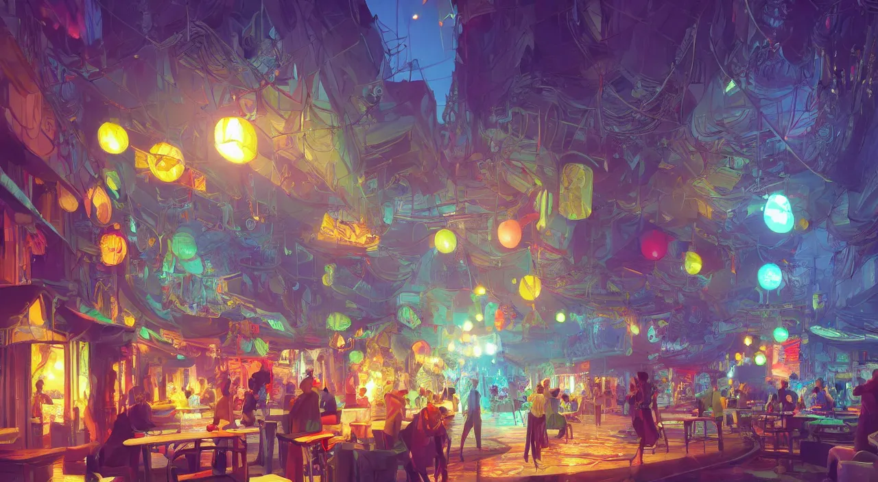 Image similar to bazaar zouk oriantal multicolorful sky shine place mosquet painting stylized digital video game icon global illumination ray tracing 8 k hd resolution, by ilya kuvshinov and cushart krentz and gilleard james