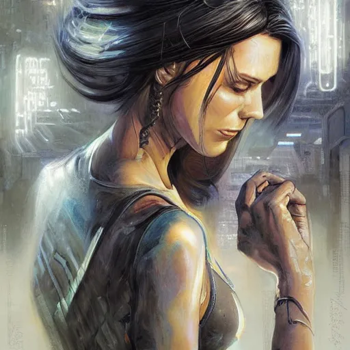 Image similar to neuromancer, painted by stanley artgerm lau