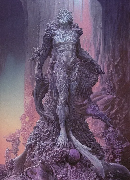 Image similar to a statue under the sea, by wayne barlowe,