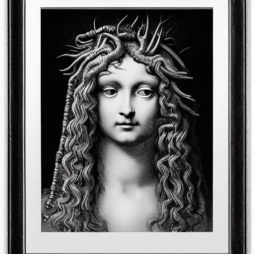 Prompt: Medusa portrait by Leonardo da Vinci