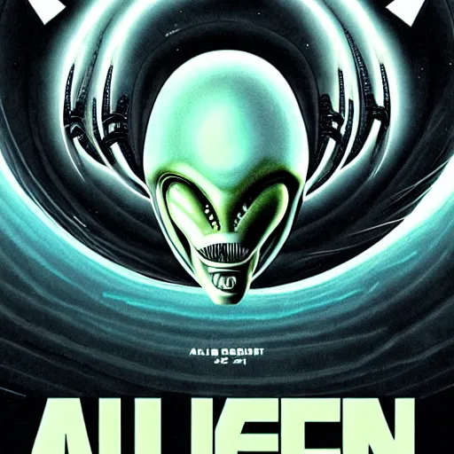 Image similar to alien poster art by kim jung giu