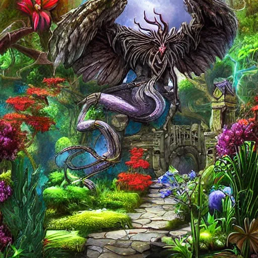 Image similar to Epic Fantasy Garden Magical Art by John Stephans