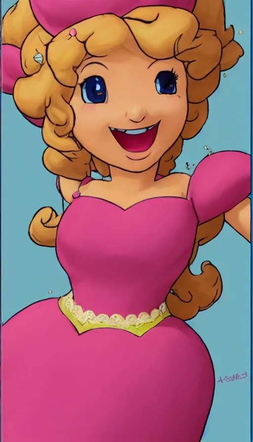 Prompt: Princess Peach grinning