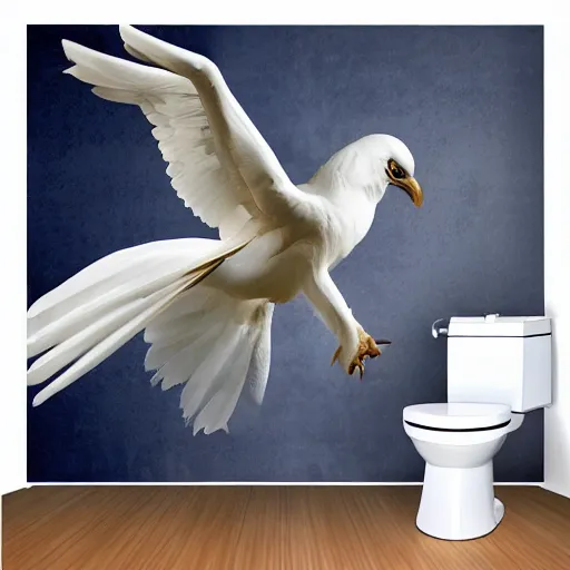 Image similar to toilet paper with long wingspan majestic flying over beautiful medieval background