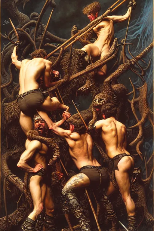 Image similar to beavers punks, ighly detailed painting by gustave dore, donato giancola, joseph christian leyendecker, wlop, boris vallejo