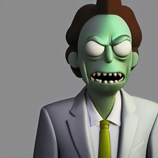 Image similar to rick from rick and morty 3 d render photorealistic ultra - realistic adult swim by kyle lambert