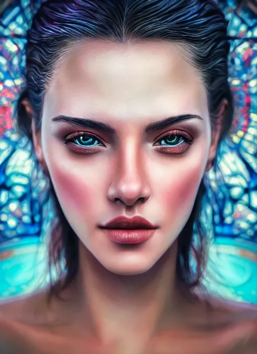 Prompt: photo of a gorgeous young woman in the style of stefan kostic and david la chapelle, realistic, stoned, sharp focus, 8 k high definition, 3 5 mm film photography, photo realistic, insanely detailed, intricate, elegant, art by stanley lau and artgerm
