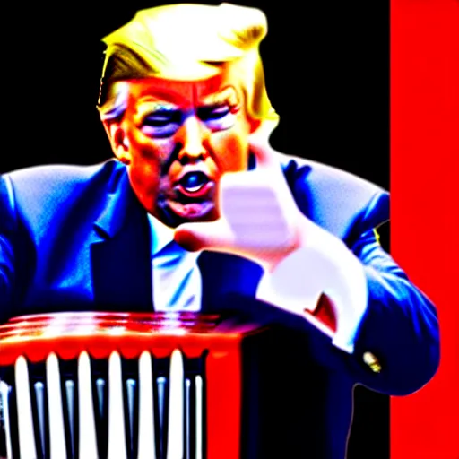 Image similar to “ donald j. trump playing an accordion with his hand gestures ”