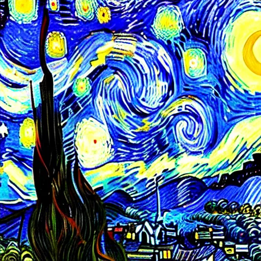 Image similar to starry night with unicorns by van gogh intricate detail, finely detailed, small details, extra detail, photorealistic, high resolution, vray, hdr, hyper detailed, insane details, intricate, elite, ornate, elegant, luxury, dramatic lighting, octane render, weta digital, micro details, 3 d sculpture