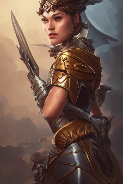 Image similar to amazon valkyrie athena, d & d, fantasy, portrait, highly detailed, headshot, digital painting, trending on artstation, concept art, sharp focus, illustration, art by artgerm and greg rutkowski and magali villeneuve