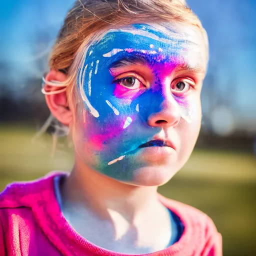 Image similar to a portrait of an abstract objext who has face - painting like an abstract object depth of field. lens flare