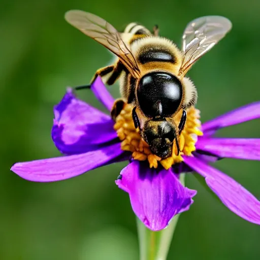 Image similar to a photo of a honeybee wearing a top hat