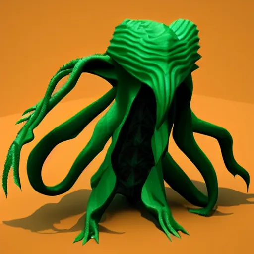 Image similar to a low poly model of Cthulhu