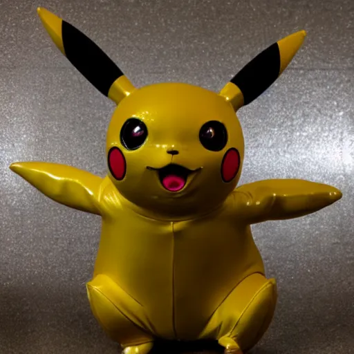 Image similar to A real photo of a metallic futuristic pikachu animatronic, 4K, high quality