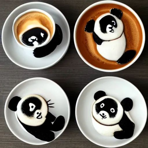 Image similar to panda coffee art, award winning