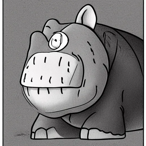 Prompt: sad anthropomorphic hippo, child book drawing, super detailed, trending on artstation