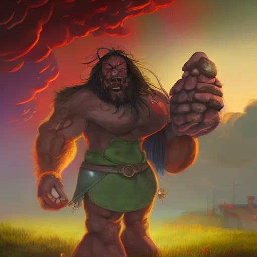 Prompt: a hyper realistic full body portrait of a cartoon character brought to the real world, a combination of a beefy conan the barbarian and a warlock with a kind heart, in the background is a normal suburban backyard by Anato Finnstark, Jordan Grimmer, Ross Tran, 8k,
