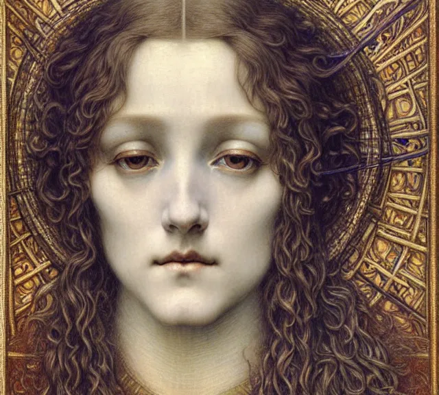 Image similar to detailed realistic beautiful young medieval queen face portrait by jean delville, gustave dore and marco mazzoni, art nouveau, symbolist, visionary, gothic, pre - raphaelite. horizontal symmetry