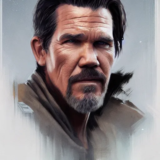 Prompt: A portrait of Josh Brolin, jedi, Star Wars art, art by greg rutkowski, matte painting, trending on artstation