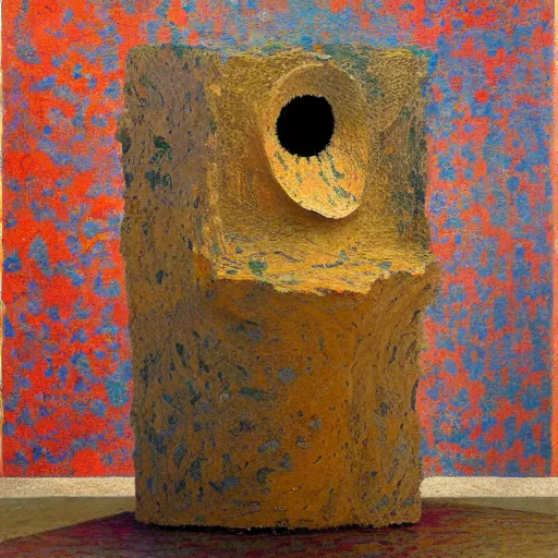 Image similar to a detailed impasto painting by shaun tan and louise bourgeois of an abstract forgotten sculpture by ivan seal and the caretaker