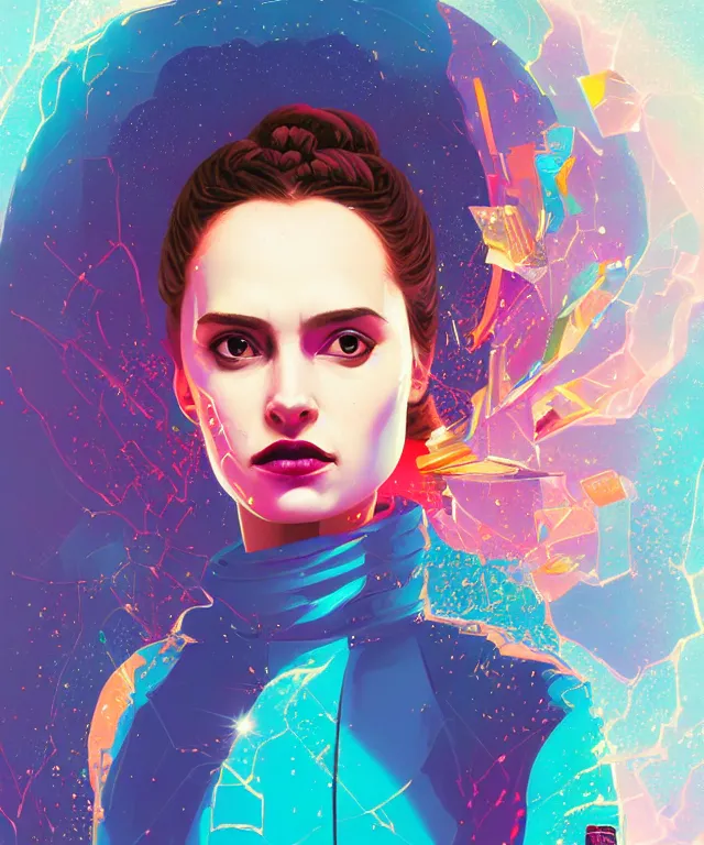 Prompt: delirium portrait of padme amidala, by petros afshar, ross tran, peter mohrbacher, tom whalen, shattered glass, bubbly scenery, radiant light