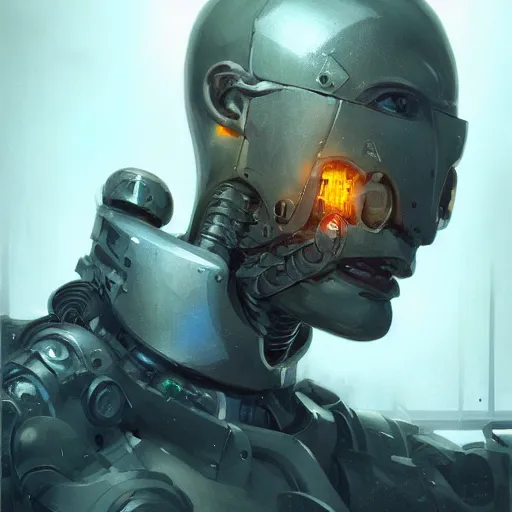 Prompt: portrait of a tough cybernetic man with a damaged bionic arm, cyberpunk concept art by pete mohrbacher and seb mckinnon and beksinski and josan gonzales, digital art, highly detailed, intricate, sci-fi, sharp focus, Trending on Artstation HQ, deviantart, unreal engine 5, 4K UHD image