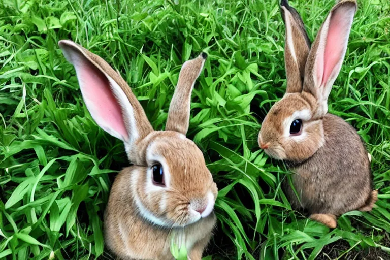 Prompt: half bunny, half plant