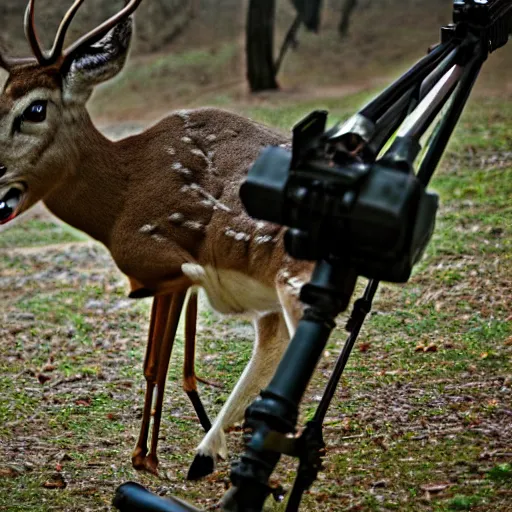 Image similar to a rocket launcher deer animal beast, huge, powerful, scary, anger, rage, canon eos c 3 0 0, ƒ 1. 8, 3 5 mm