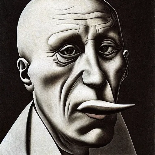 Prompt: portrait of a mouth-less man by Pablo Picasso, highly detailed