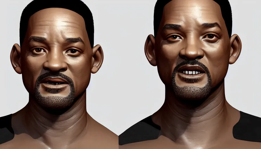 Image similar to hand painted bust of will smith, white background, hyperdetailed, artstation, cgsociety, 8 k