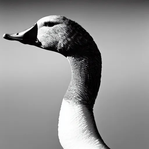 Image similar to closeup portrait of a goose with the head of ryan gosling, natural light, sharp, detailed face, magazine, press, photo, steve mccurry, david lazar, canon, nikon, focus