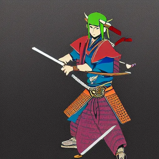 Prompt: Link in the style of Samurai