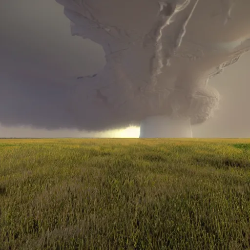 Image similar to tornadic supercell, realistic raytracing, vray, 55mm