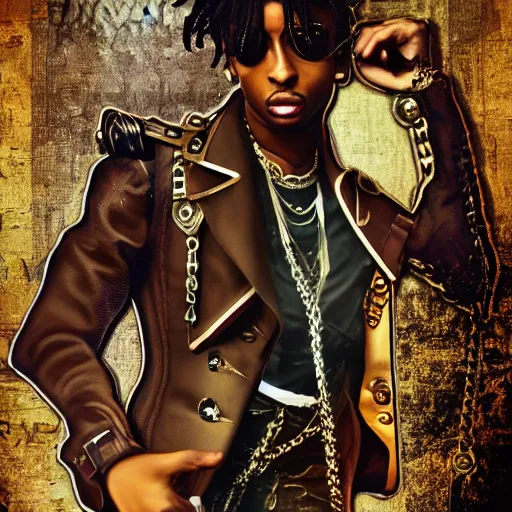 Image similar to playboi carti in steampunk style digital art 4 k the detailed super realistic