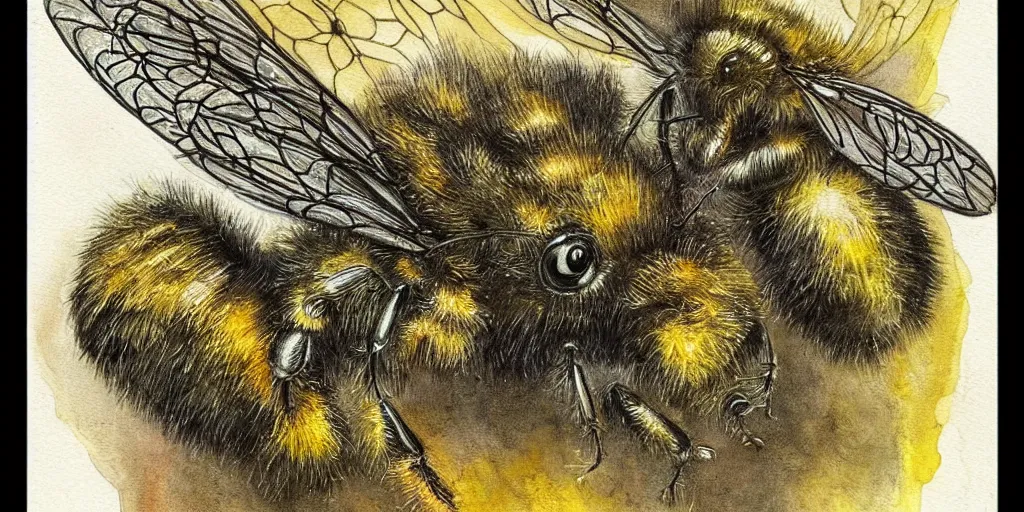 Prompt: Bee watercolour, Gustave Doré art, Trending on artstation.