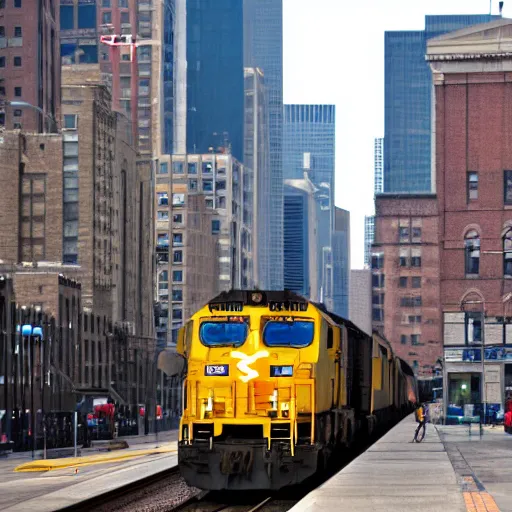 Image similar to csx locomotive running through down town manhatten