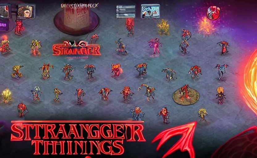 Image similar to stranger things vecna's mind flayer farming mobile game screenshot gameloft