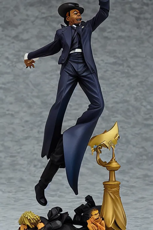 Prompt: Martin Luther King as Jotaro Kujo JoJo from JoJo\'s Bizarre Adventure, anime figurine, action statue