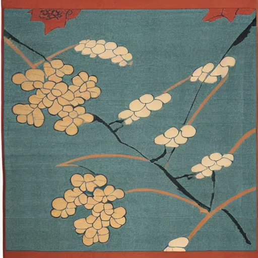 Prompt: A Japanese ukiyo-e rug with soft colors.