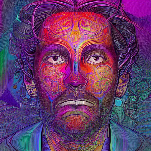 Image similar to the head of a beautiful and elegant man partially made of rainbows, an ultrafine detailed illustration by james jean, final fantasy, intricate linework, bright colors, behance contest winner, vanitas, angular, altermodern, unreal engine 5 highly rendered, global illumination, radiant light, detailed and intricate environment