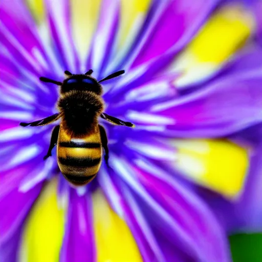 Image similar to photo of a honeybee that looks like a rainbow unicorn