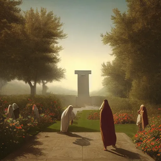 Prompt: A painting depicting the resurrection of Jesus Christ, (Jean Jules Linden), Peter Ilsted, (flowers), monolith, (((Unreal Engine))), Religious painting, pedestrians, Wayne Barlow