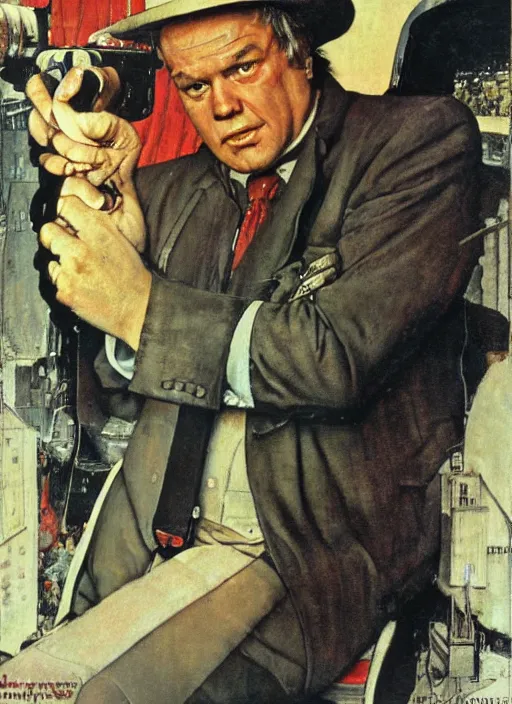 Prompt: painting of joe don baker in mitchell ( 1 9 7 5 ) by norman rockwell, detailed