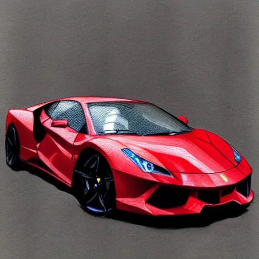 Image similar to half ferrari half lamborghini drawn by greg rutkowski